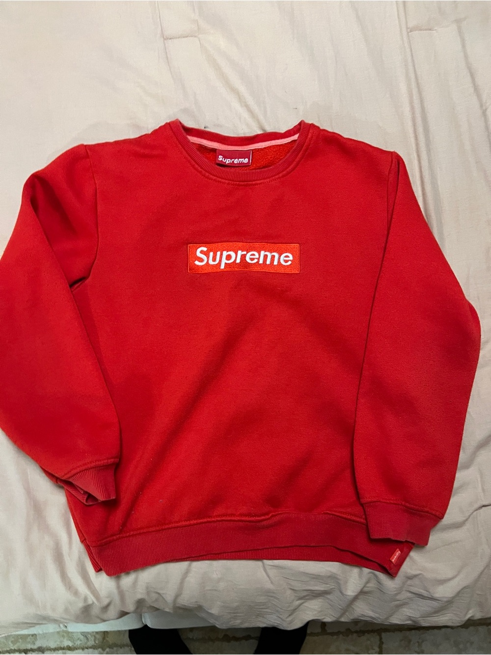 Supreme Red Box Logo Crew Sweatshirt Kids